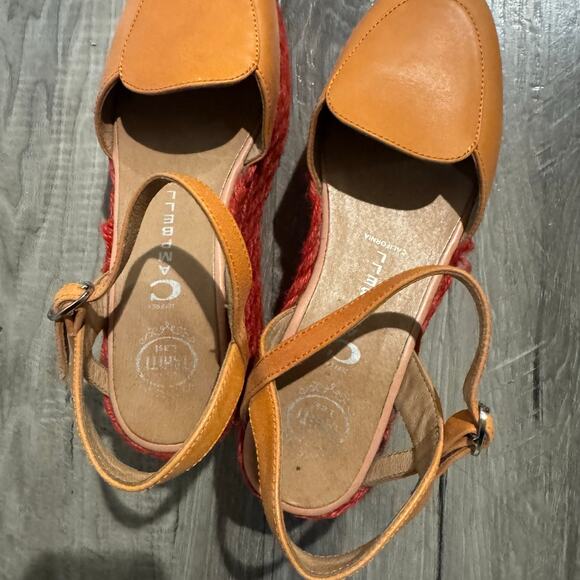 Jeffrey Campbell Red Braided Platform Wedge Sandals Leather Strap EU 37 US 7 - Picture 4 of 7